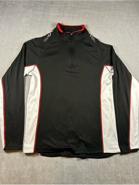 PGA Tour Black Half-Zip Performance Jacket with White Panels & Red Trim
